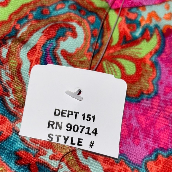 MSK Paisley Print Short Sleeve Collar Midi Dress Women L Unique Art To Wear‎ NEW - Picture 10 of 10